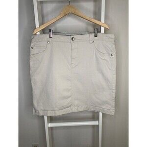 IZOD Skirt Womens 16 Beige A Line Mini Stretch Pocket Cotton Blend w Pockets